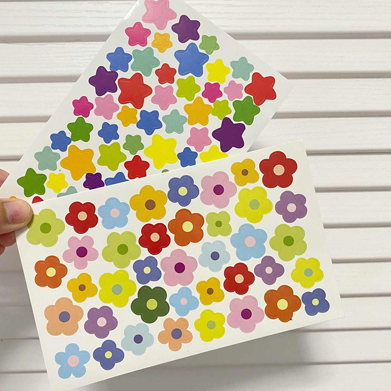 Art Craft 6 Year Old - 10 個のカラフルな星の花ハートドットステッカー自己粘着スクラップブッキング DIY 芸術工芸装飾報酬学生教師