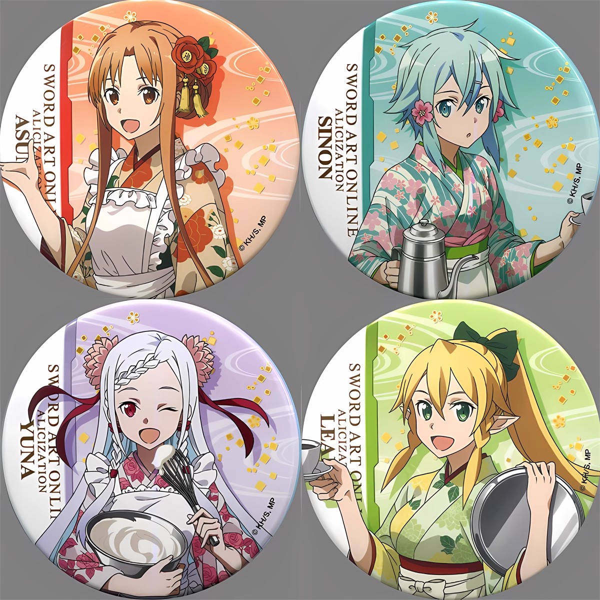 Art Craft Online - 58 ミリメートルアニメソードアートオンライン SAO ユウキアスナアサダシノアリスコスプレ衣装バッジピン SPTE ブリキブローチ