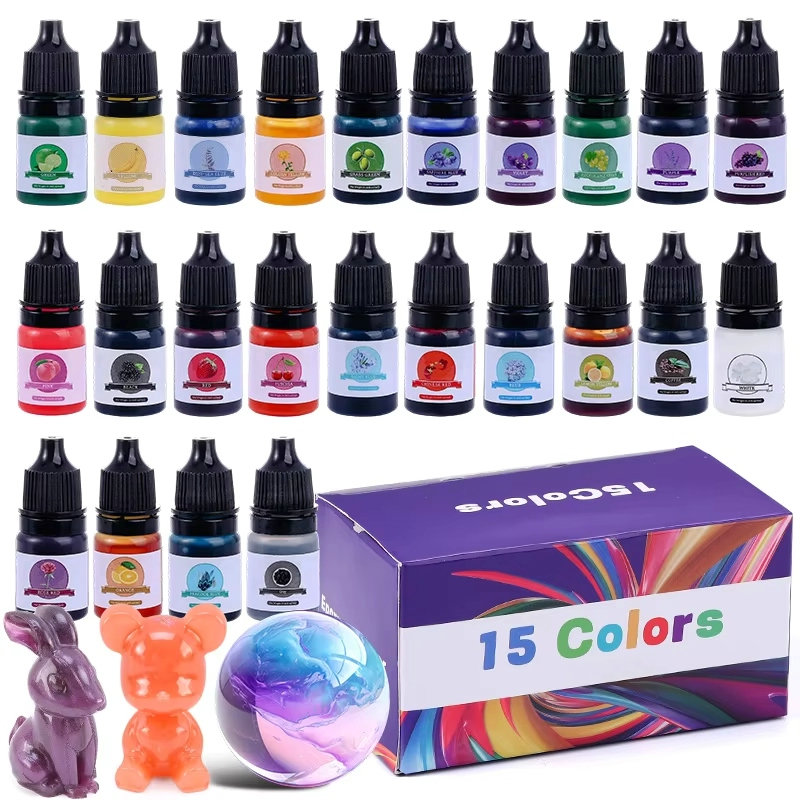 Resin Pigment Powder - エポキシ樹脂カラー顔料 24 鮮やかな色 液体エポキシ顔料 高濃度半透明樹脂染料 アート