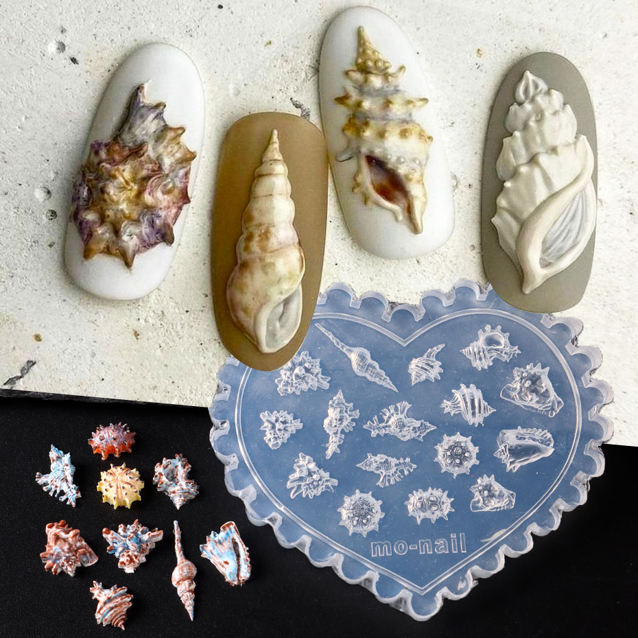 Art Craft Jellyfish - 1pc 海洋テーマ 3D シリコーンネイル彫刻型かわいい海巻貝クラゲネイルアート金型漫画海洋生物クラフト DIY ツール