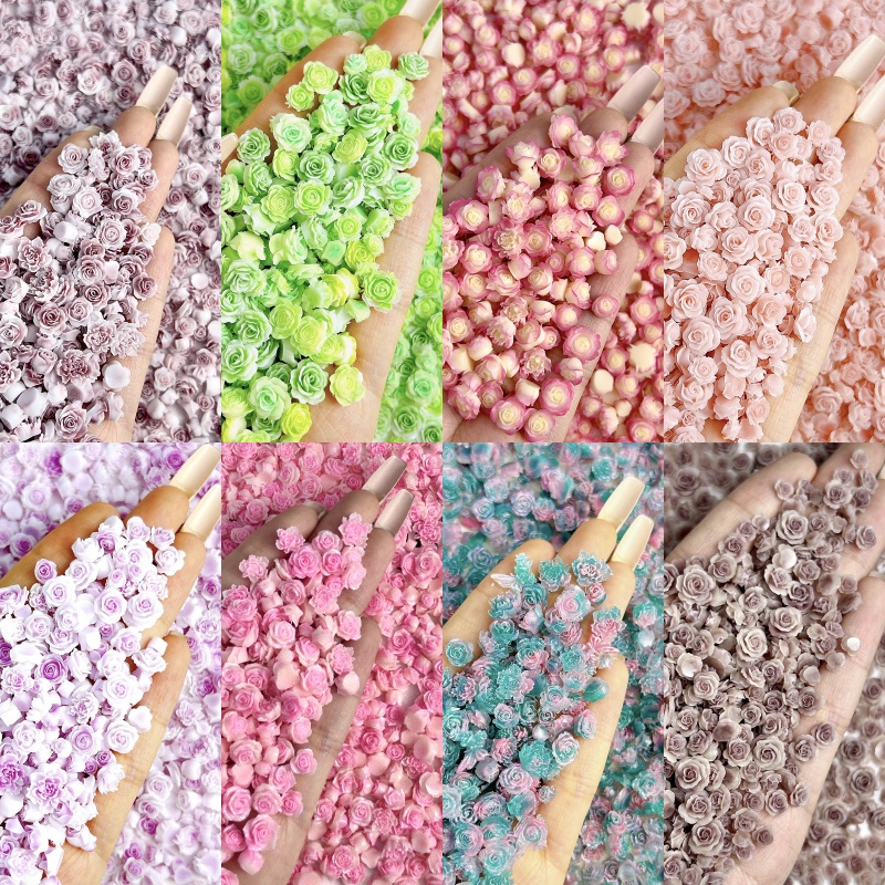 Art Craft Rose - 50 個ランダム混合樹脂ローズフラワーネイルアートチャーム DIY かわいい花ネイルアート装飾マニキュア DIY 手作り工芸品