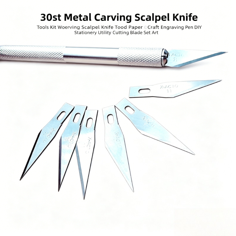 Art Craft Knife - 30 セット彫刻メスナイフキット金属彫刻刃木材紙工芸 DIY ユーティリティペンカッター文具画材