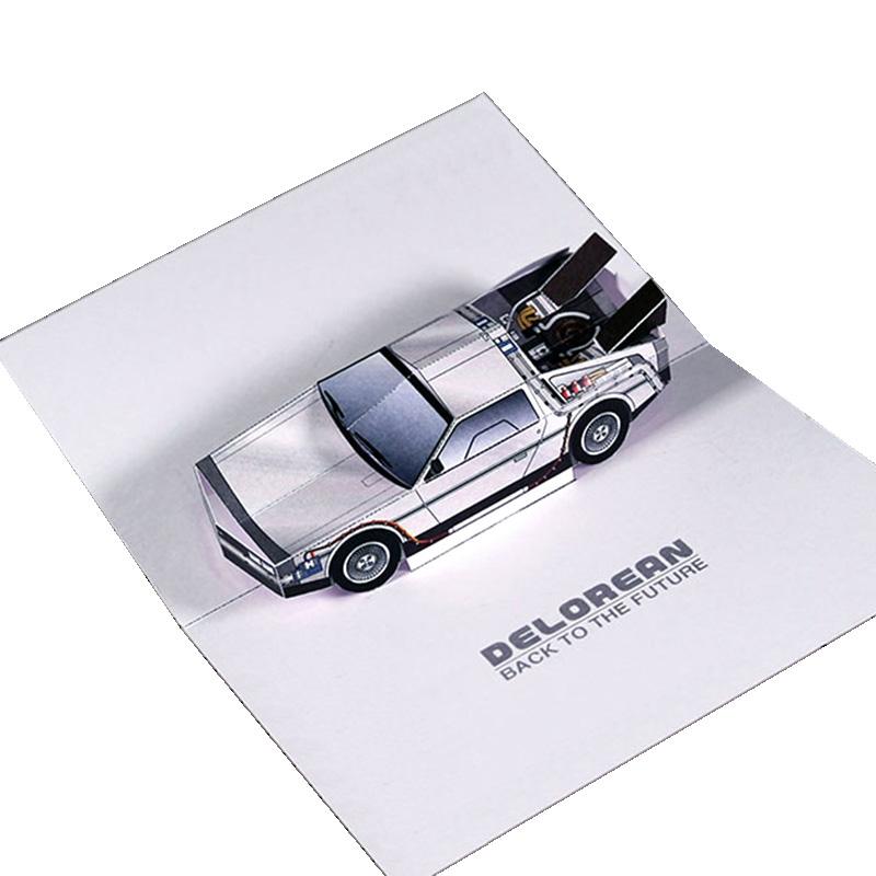 Art Craft Center - バック・トゥ・ザ・フューチャー」ポップアップカードDMC-12車手作り3dペーパークラフトモデル折り紙アートdiyキッズアダルトクラフトおもちゃER-088