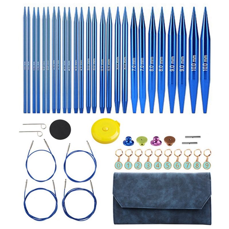 Knitting Needle Circular - A04G-アルミ製交換式編み針 丸編み針セット 編み物用糸 編み物道具 編み物キット