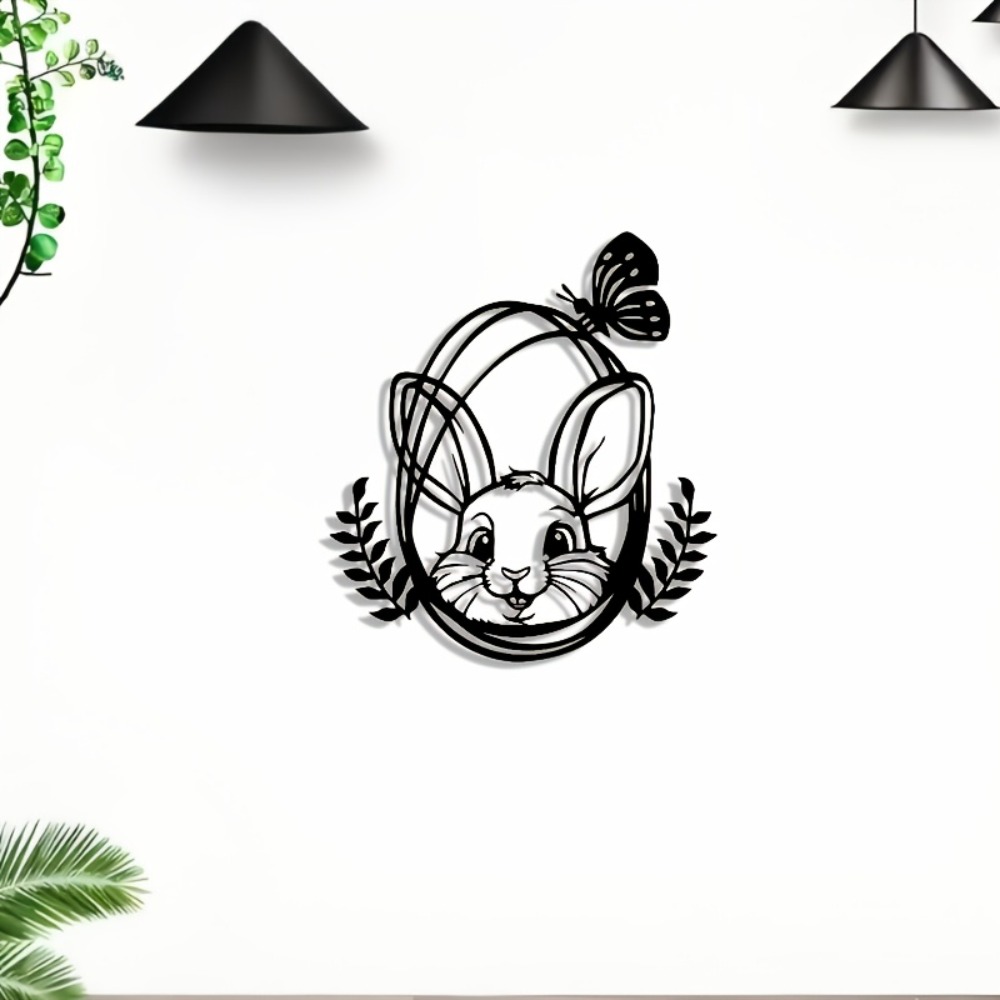 Art Craft Rabbit - CIFBUY メタルウォールアート ボヘミアンウサギの彫刻、防水アルミニウム製吊り下げ装飾クラフト リビングルーム、寝室、家の装飾用