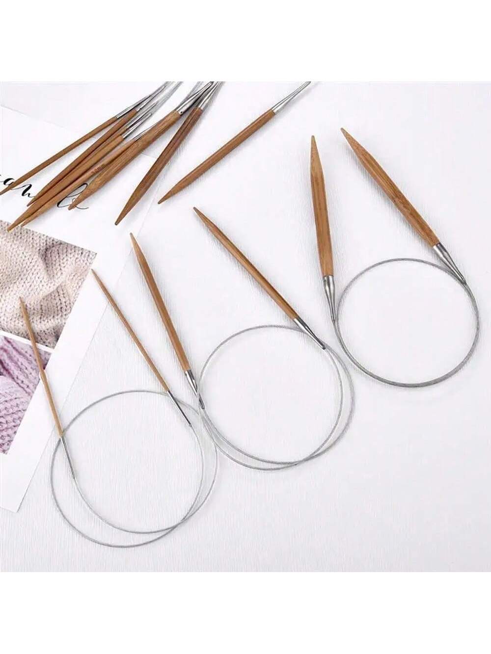 Knitting Needle Circular - 1 個 3.0-10 ミリメートル天然竹円形編み針ステンレス鋼管フープ編み針 DIY 手縫いツール用品