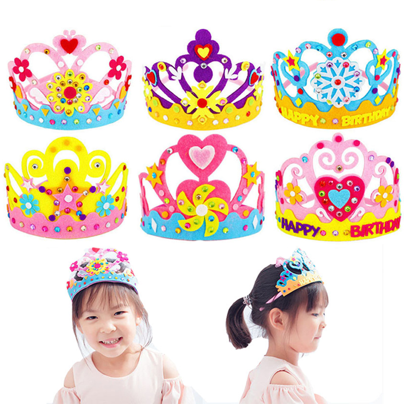 Art Craft 6 Year Old - DIY 工芸品おもちゃクラウンクリエイティブ紙スパンコール花星パターンのおもちゃ子供のための子供幼稚園アートパーティーの装飾