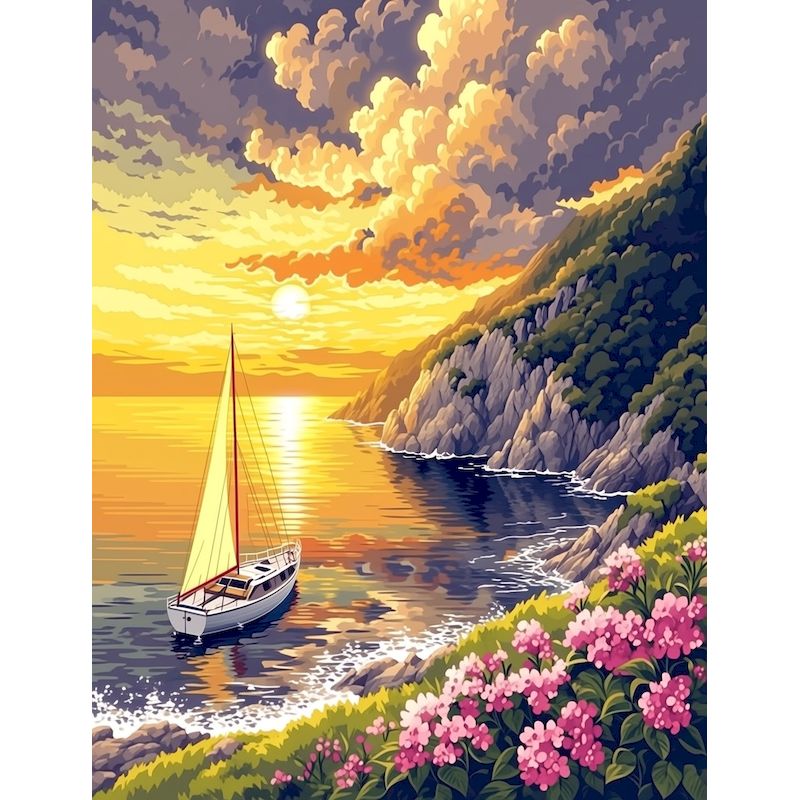 Art Craft Easy Ideas - GATYZTORY 数字で描く絵画 手作りアート DIY クラフト 夕日の風景