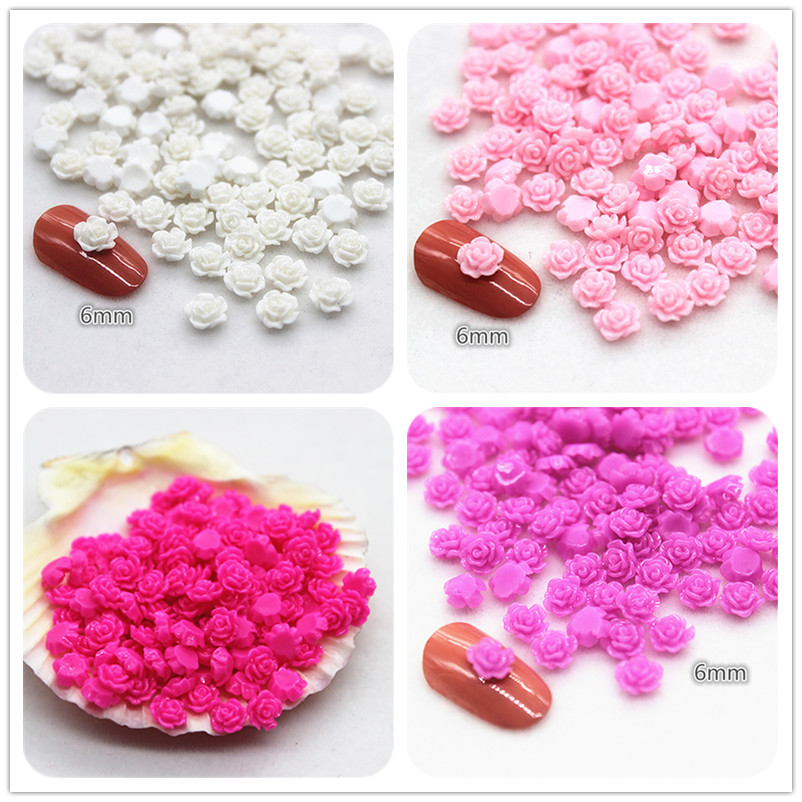 Art Craft Rose - ミニローズレジンカボション,100個,6mm,フラワーフラットバック,日曜大工,スクラップブッキング,手工芸品,ネイルアートの装飾