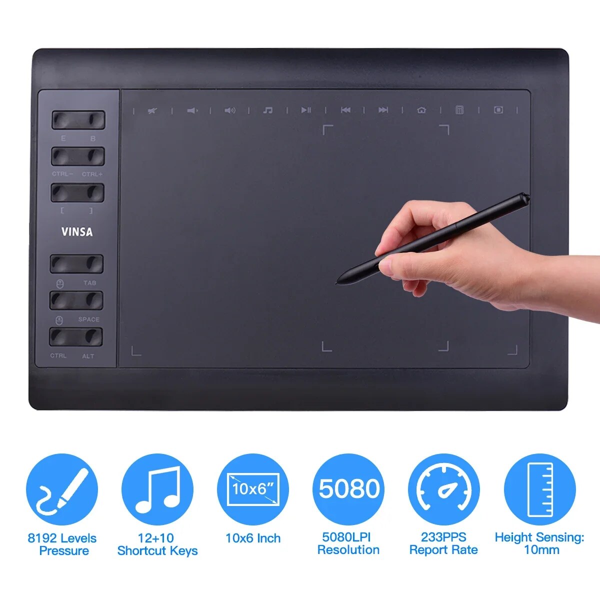 Art Craft Online - プロのグラフィック描画タブレット,12のエクスプレスキー,Windows, Mac,ペイント,オンラインコースのデザイン,10x6インチ
