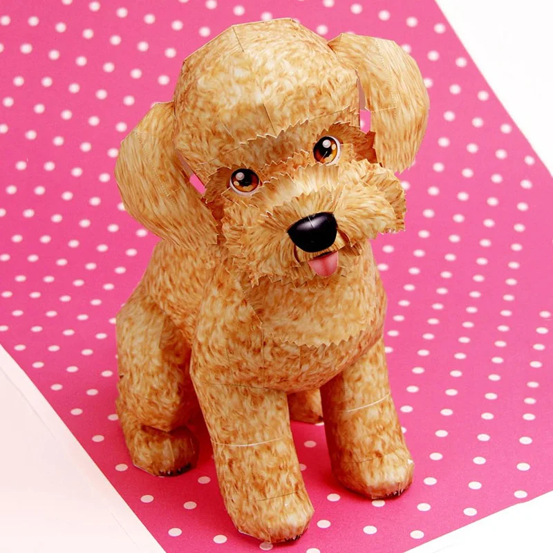 Art Craft Center - ミニ3Dペーパーモデルペーパークラフト動物、プードル犬、折りたたみ折り紙アート、手作りクラフトおもちゃ、10代と大人のためのDIY、QD-075