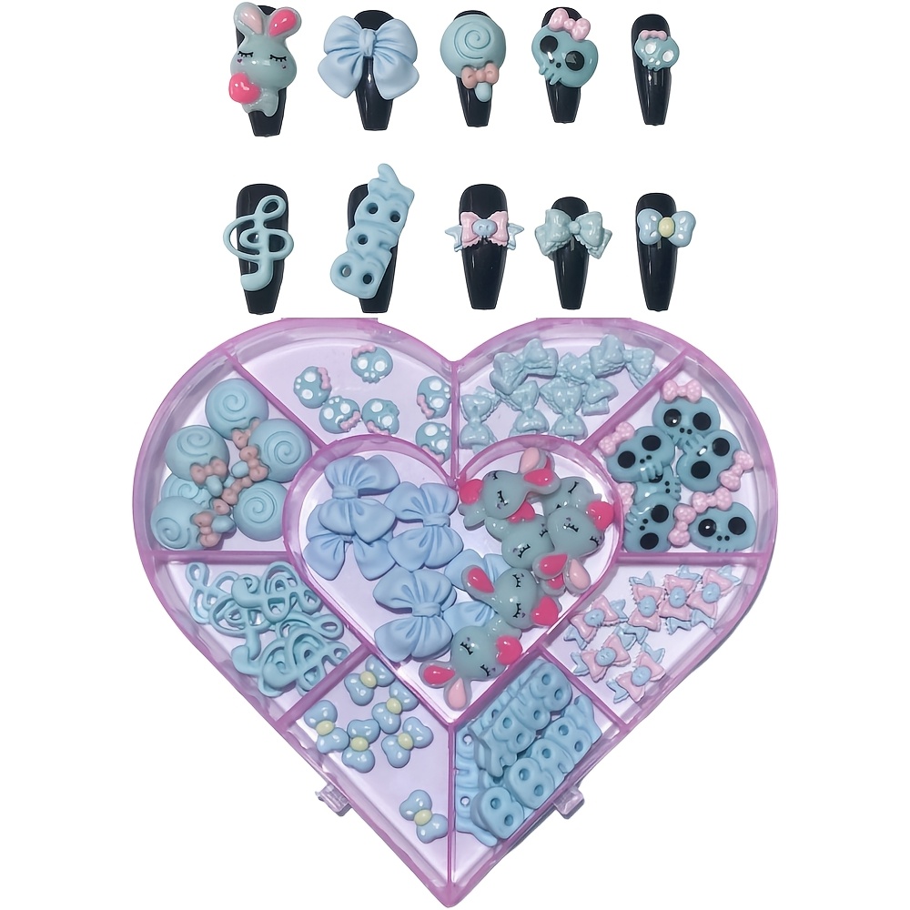 Art Craft Rose - バルク供給 60 個かわいい漫画青紫ピンクローズイエロージャンク電話ケース Ipadcase ロングネイルアート装飾チャーム Diy