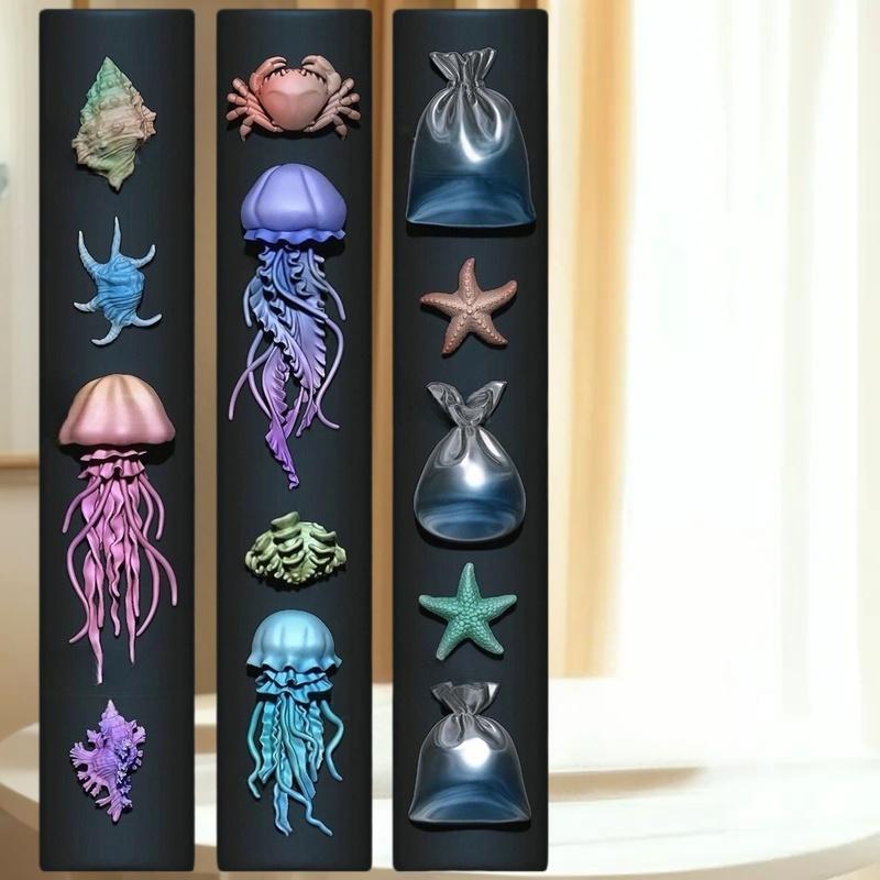 Art Craft Jellyfish - DIY シェル、ヒトデ、クラゲのネイルアート、透明シリコンモールド付き。マニキュアクラフト 3D オーシャンシリーズモールド