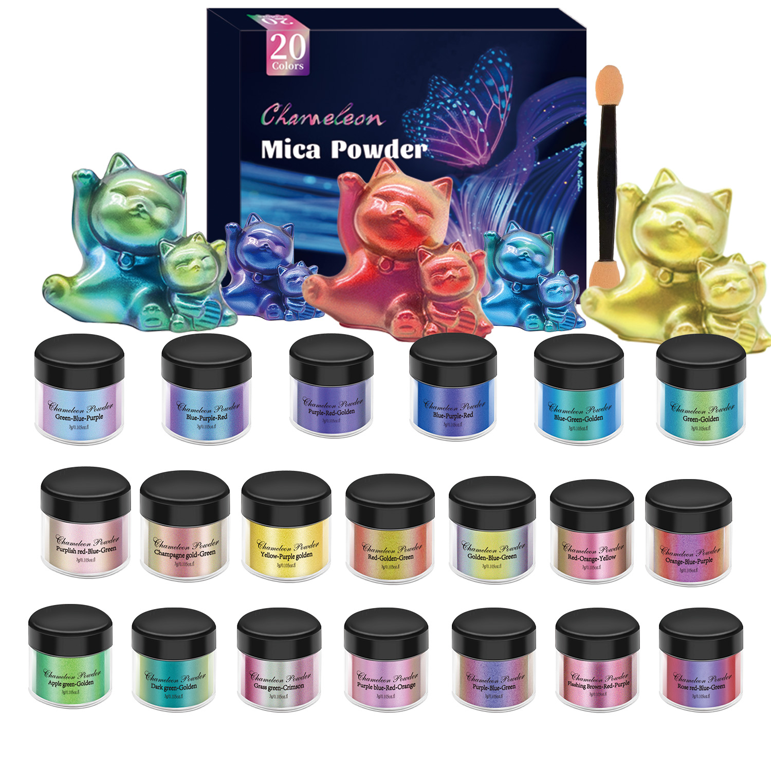 10/20 個ミラーカメレオン顔料セットパールグロスエポキシ - Resin Pigment Powder のレビューと価格