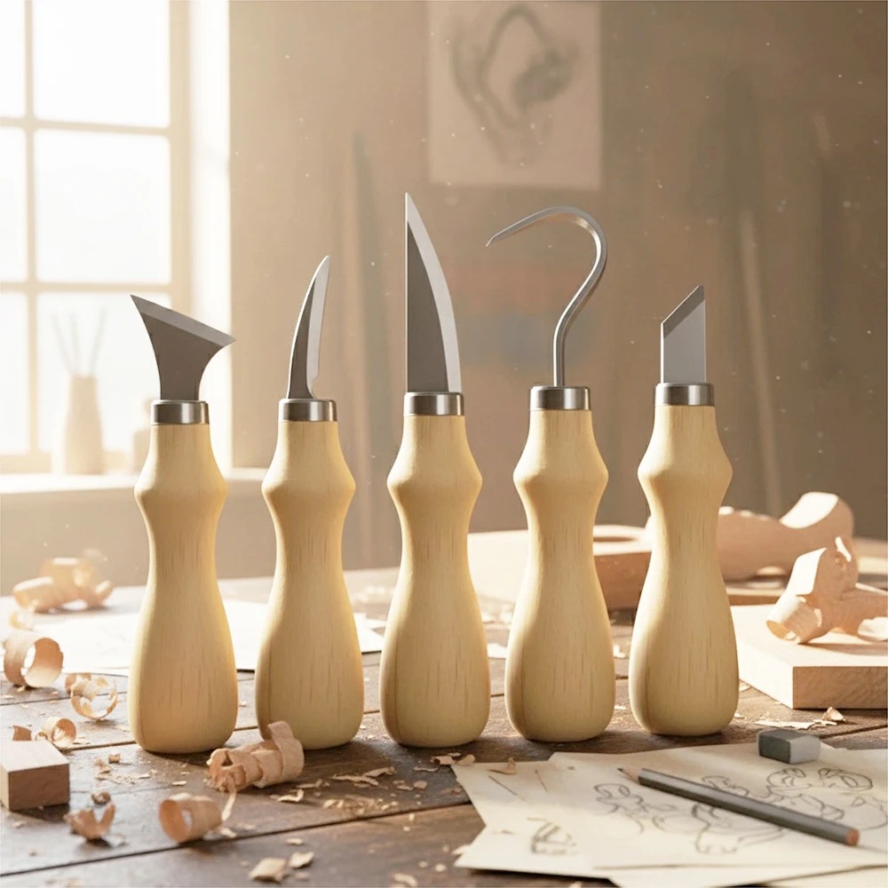 5個の木彫りツールセット、芸術工芸用の曲刃ナイフ、手彫り用の - Art Craft Knife のレビューと価格