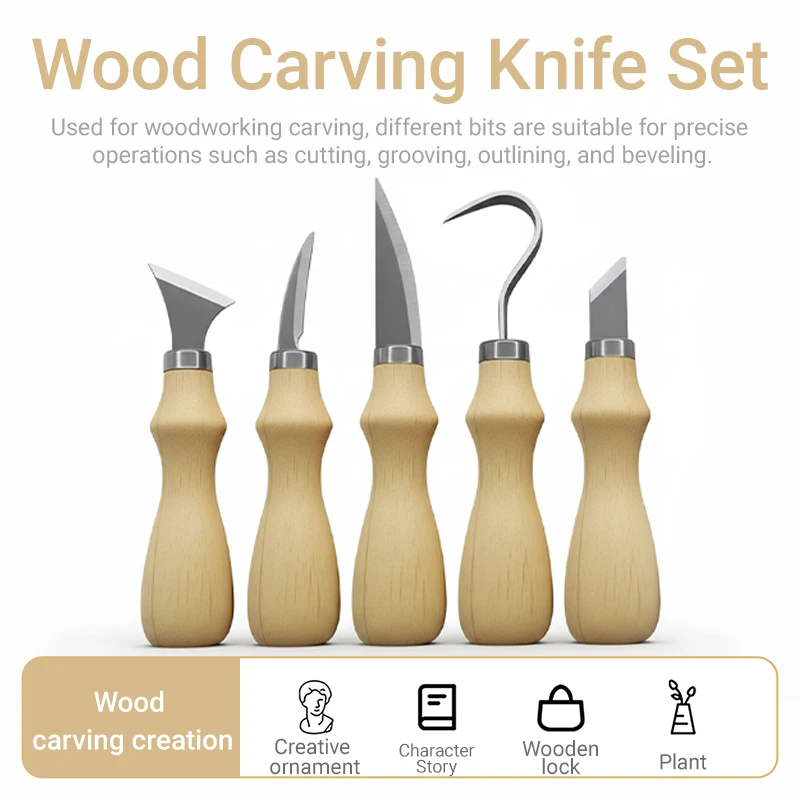 5個の木彫りツールセット、芸術工芸用の曲刃ナイフ、手彫り用の - Art Craft Knife のレビューと価格