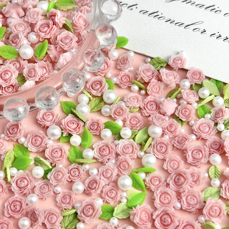 レジンの花の形をしたネイルチャーム,ジュエリー作りのための葉 - Art Craft Rose のレビューと価格