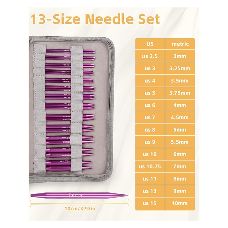 AT02-レザーケース付属 13サイズの円形編み針セット（3 - Knitting Needle Circular のレビューと価格