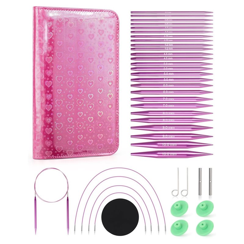 AT02-レザーケース付属 13サイズの円形編み針セット（3 - Knitting Needle Circular のレビューと価格