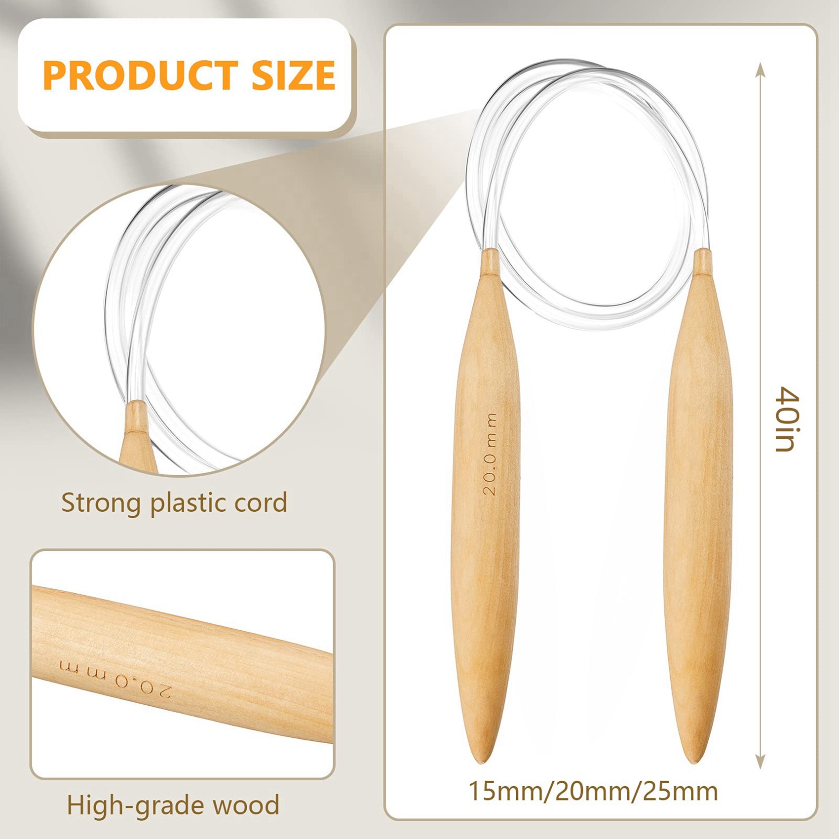 プロ仕様6倍竹製丸編み針セット特大丸編み針ジャンボ針USサイ - Knitting Needle Circular のレビューと価格