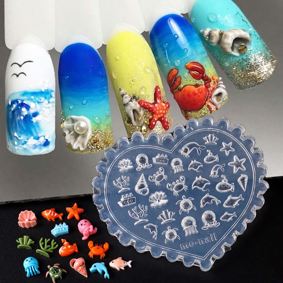 1pc 海洋テーマ 3D シリコーンネイル彫刻型かわいい海巻 - Art Craft Jellyfish のレビューと価格