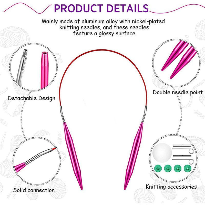 A27F-52 ピースアルミ製交換式丸編み針セット、13サイ - Knitting Needle Circular のレビューと価格