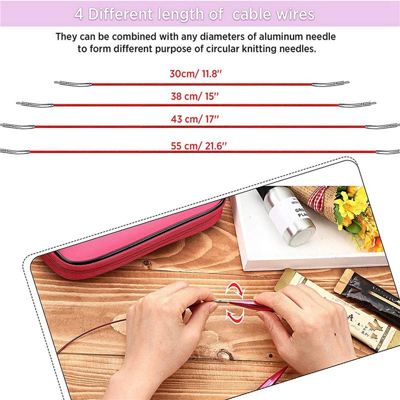 A27F-52 ピースアルミ製交換式丸編み針セット、13サイ - Knitting Needle Circular のレビューと価格