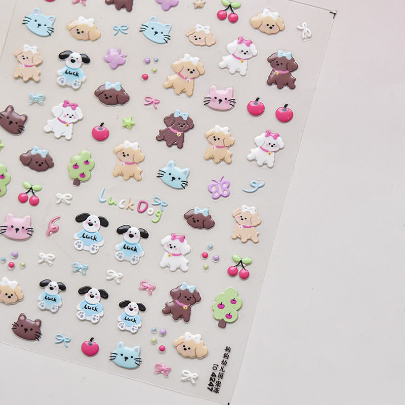 1pc かわいい動物漫画ステッカー猫犬クマちょう結びデカール - Art Craft 6 Year Old のレビューと価格
