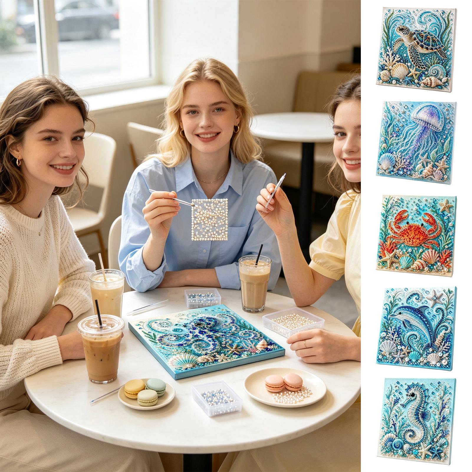 海をテーマにしたパールクラフトDIYキット：タコ、カメ、クラ - Art Craft Jellyfish のレビューと価格