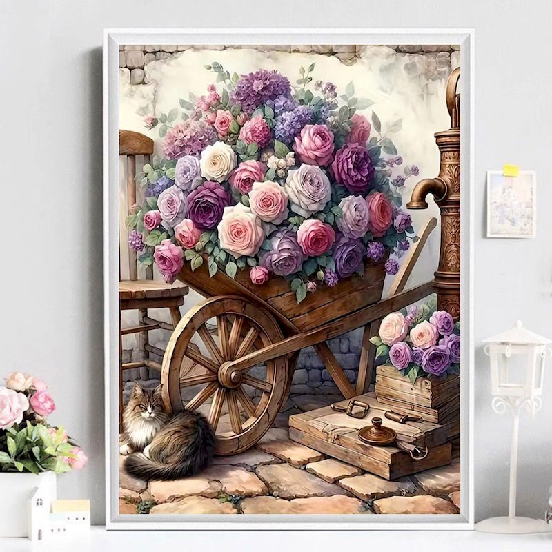大人向け数字塗り絵 花のカートを描く キャンバスに数字で塗り - Art And Craft Numbers のレビューと価格