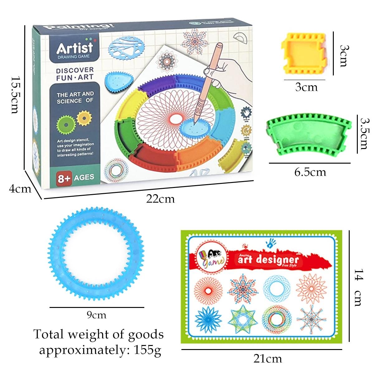 面白いスパイログラフ描画おもちゃセット連動ギア & プレート - Art Craft 6 Year Old のレビューと価格