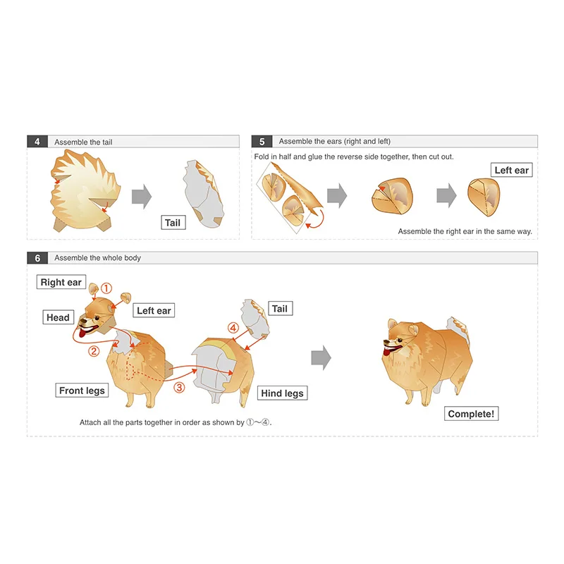 子供と大人のためのミニ3Dペーパークラフト,ポメラニアン犬, - Art Craft Center のレビューと価格