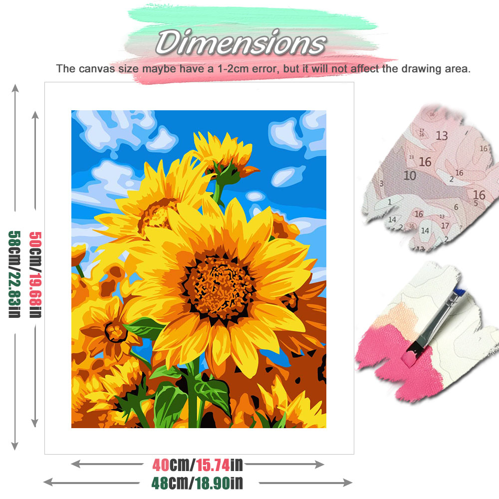 HUACAN DIY油絵 数字塗り絵 ひまわり 花柄 キャン - Art And Craft Numbers のレビューと価格