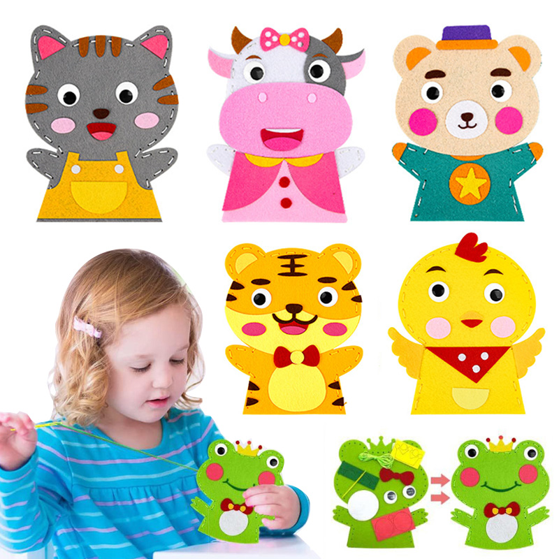 かわいい漫画動物ハンドパペット子供 DIY アートクラフトお - Art Craft 6 Year Old のレビューと価格
