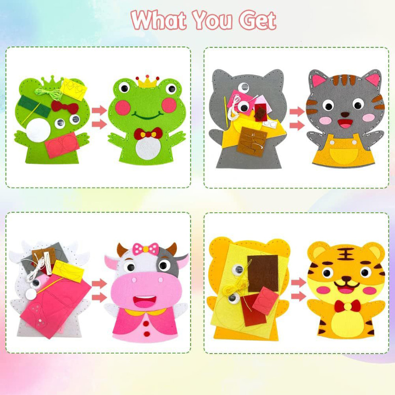 かわいい漫画動物ハンドパペット子供 DIY アートクラフトお - Art Craft 6 Year Old のレビューと価格