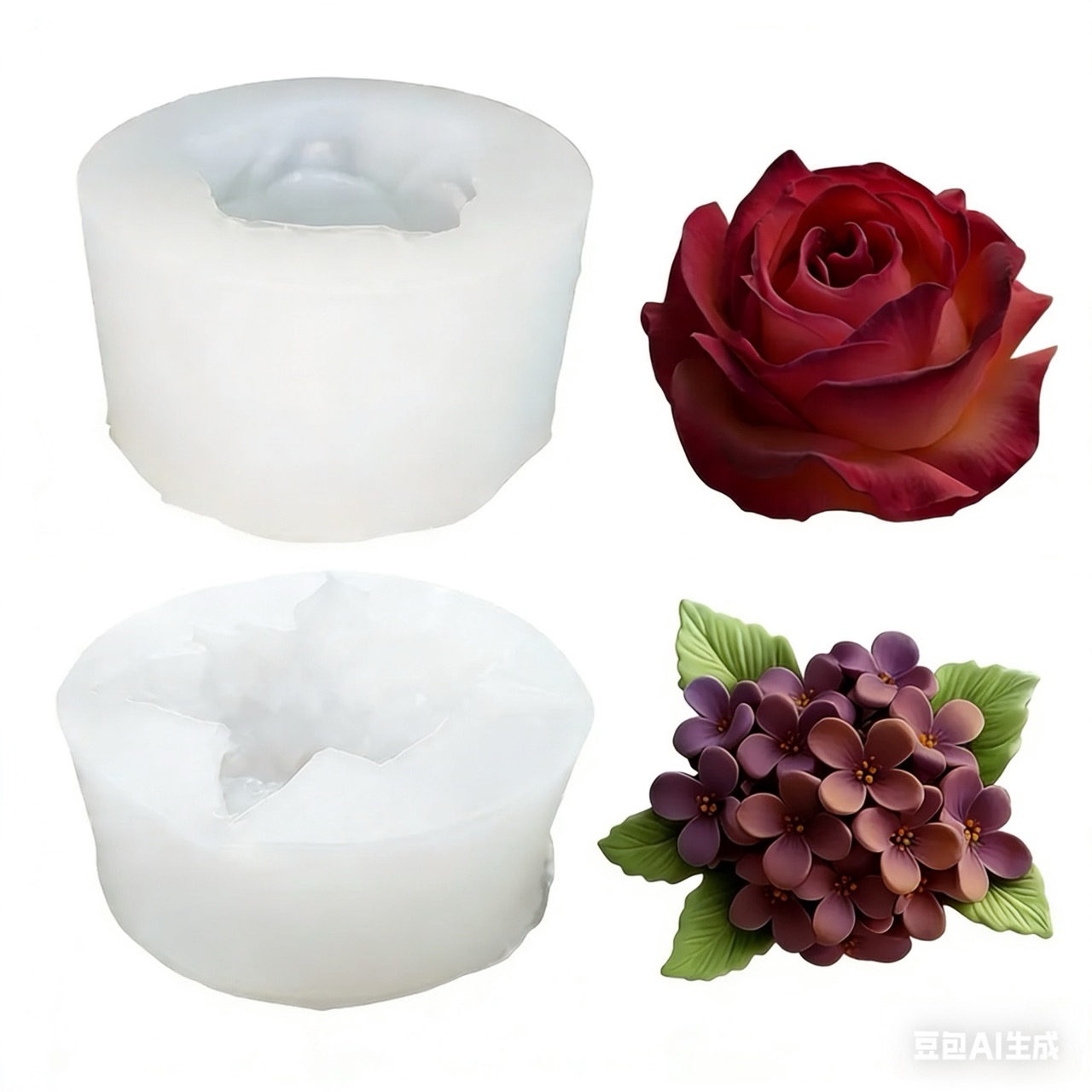 3Dローズライラックフラワーシリコンモールド2個、樹脂やキャ - Art Craft Rose のレビューと価格