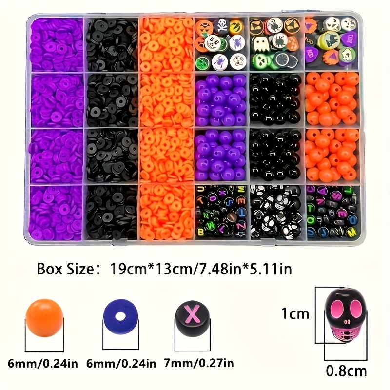 2700個、ハロウィンカラーの丸ビーズ、ソフト陶器スカルレタ - Polymer Clay Set のレビューと価格