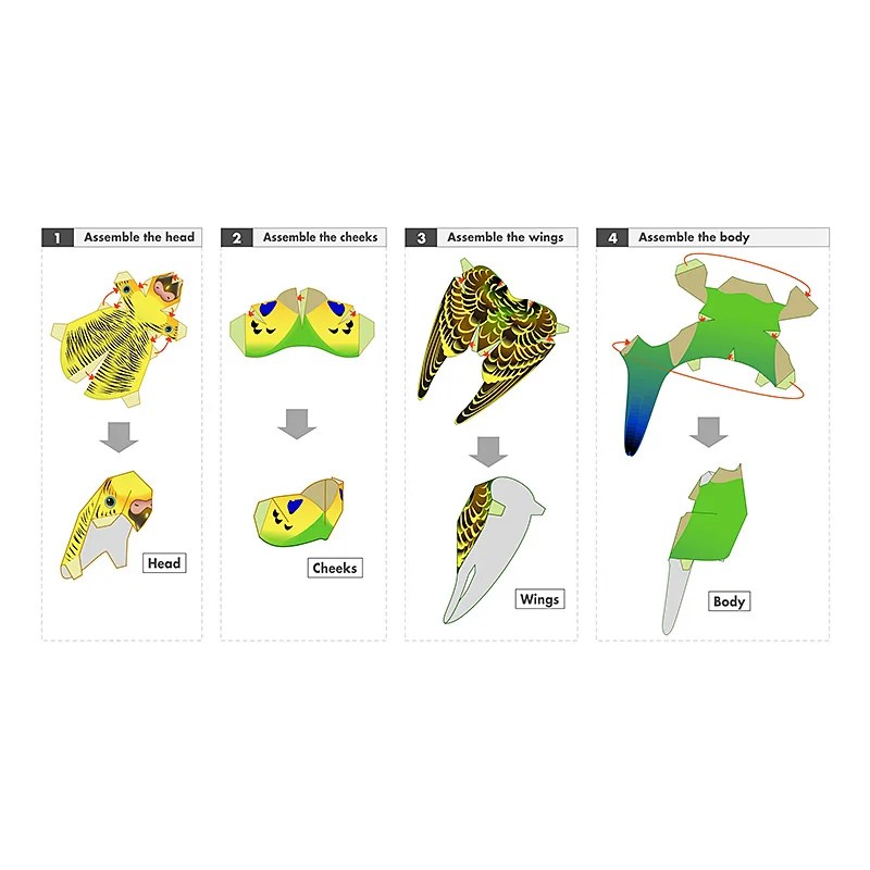 オウム鳥手作り折り紙アート、ブジリガー紙、ミニ折りたたみ、か - Art Craft Center のレビューと価格