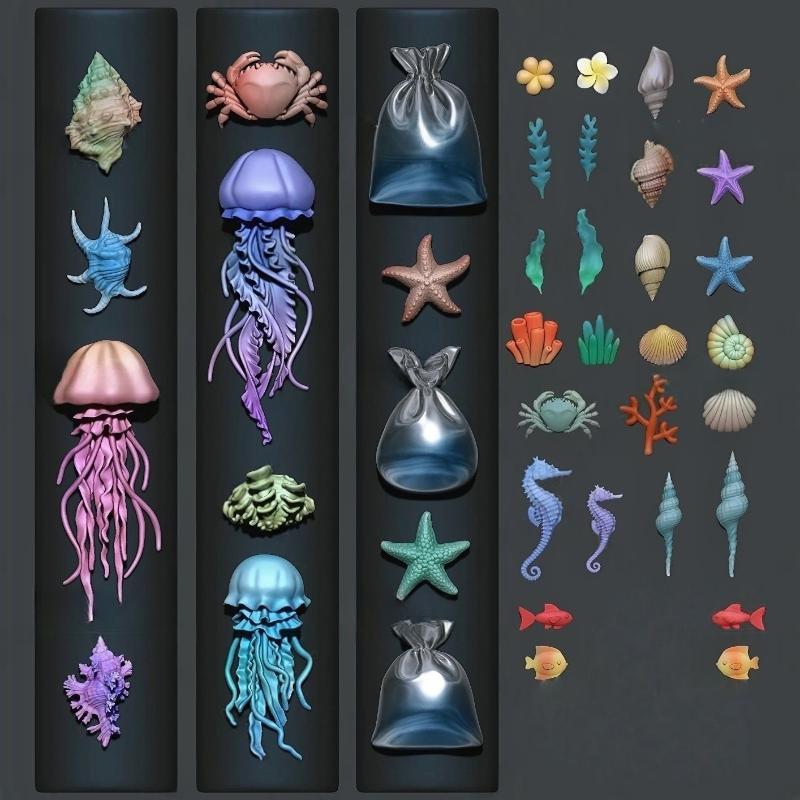 透明シリコンネイルアートモールド；DIY 3Dオーシャンシリ - Art Craft Jellyfish のレビューと価格