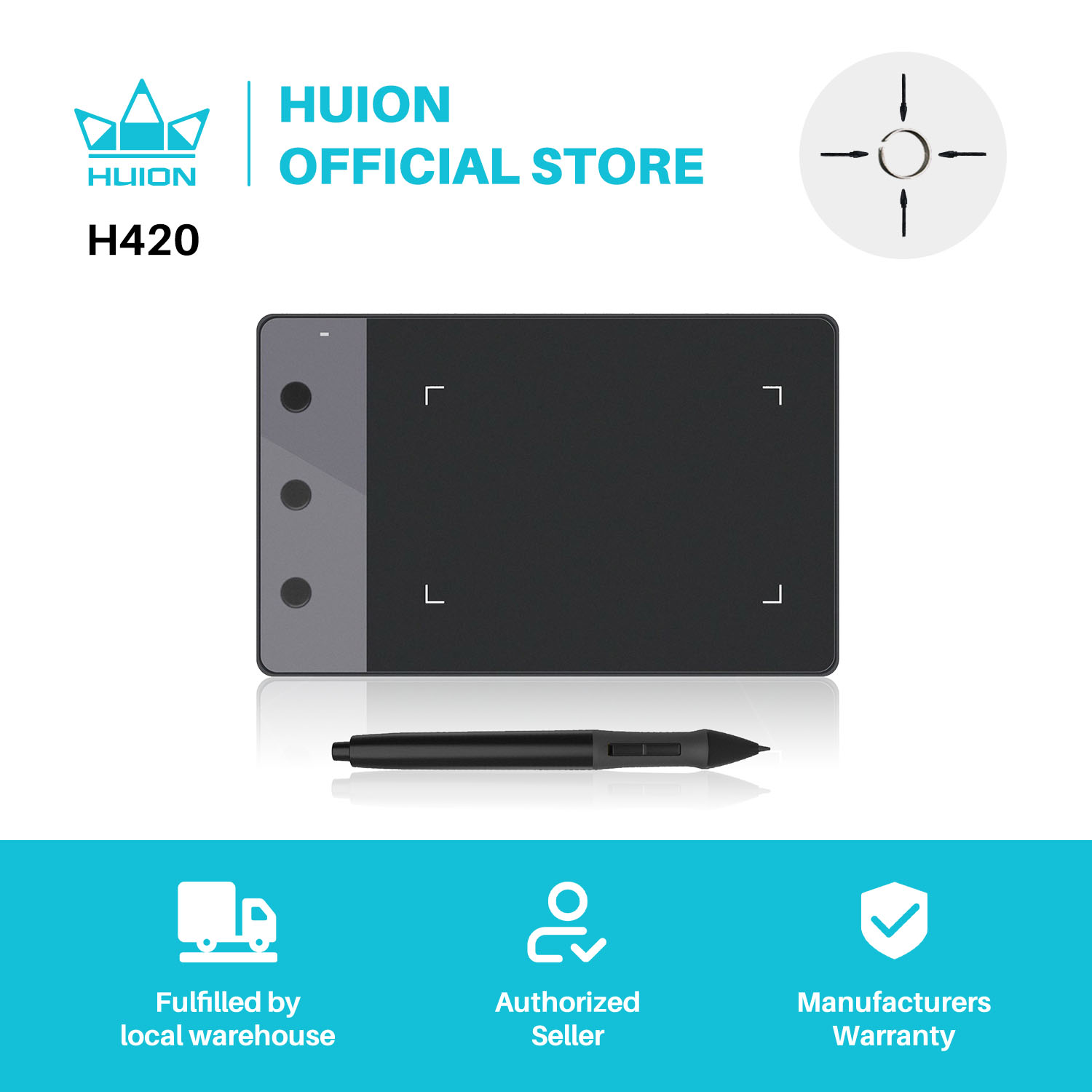 HUION-グラフィックタブレットH420,4 