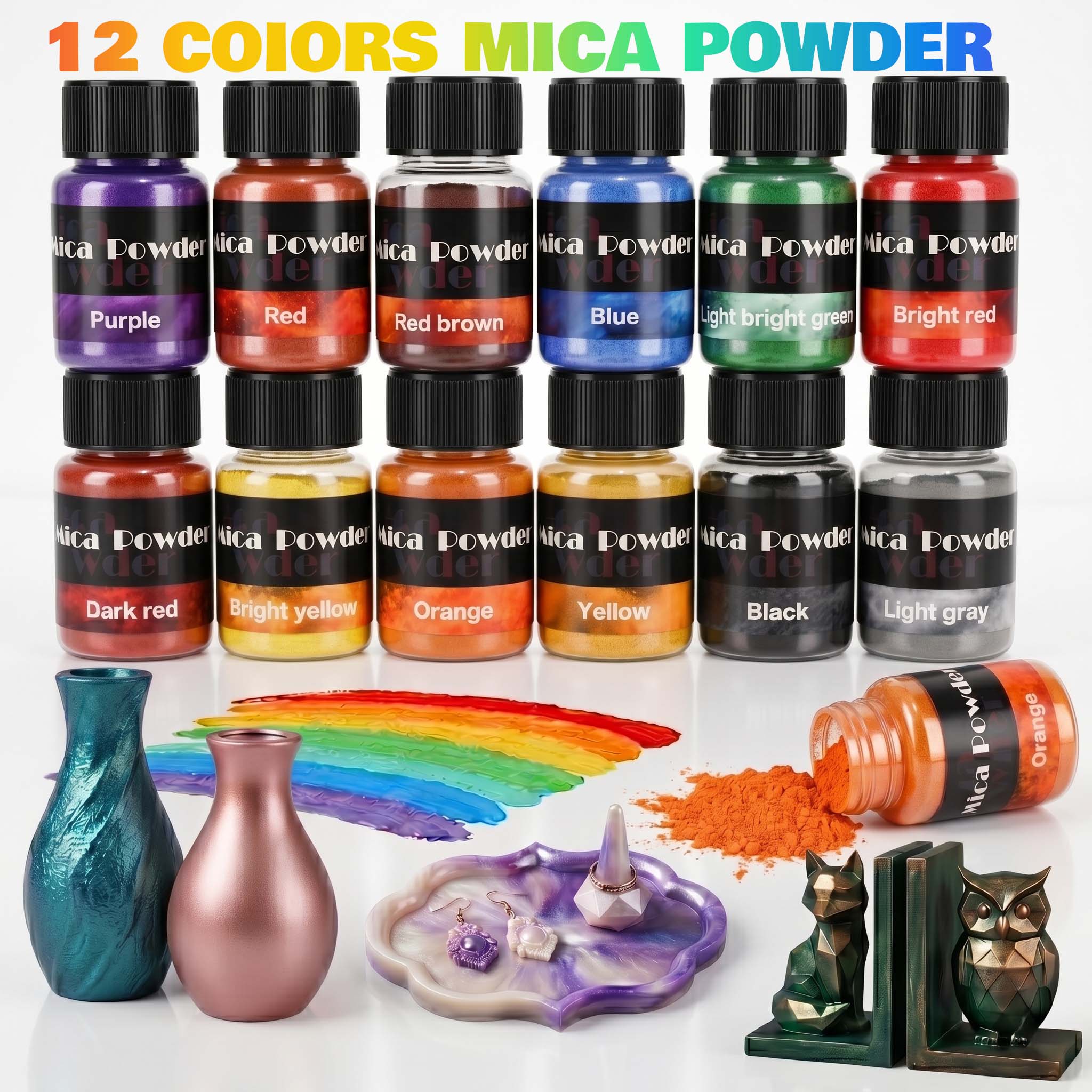 12 色の石膏顔料粉末染料 DIY クラフト樹脂コンクリート - Resin Pigment Powder のレビューと価格