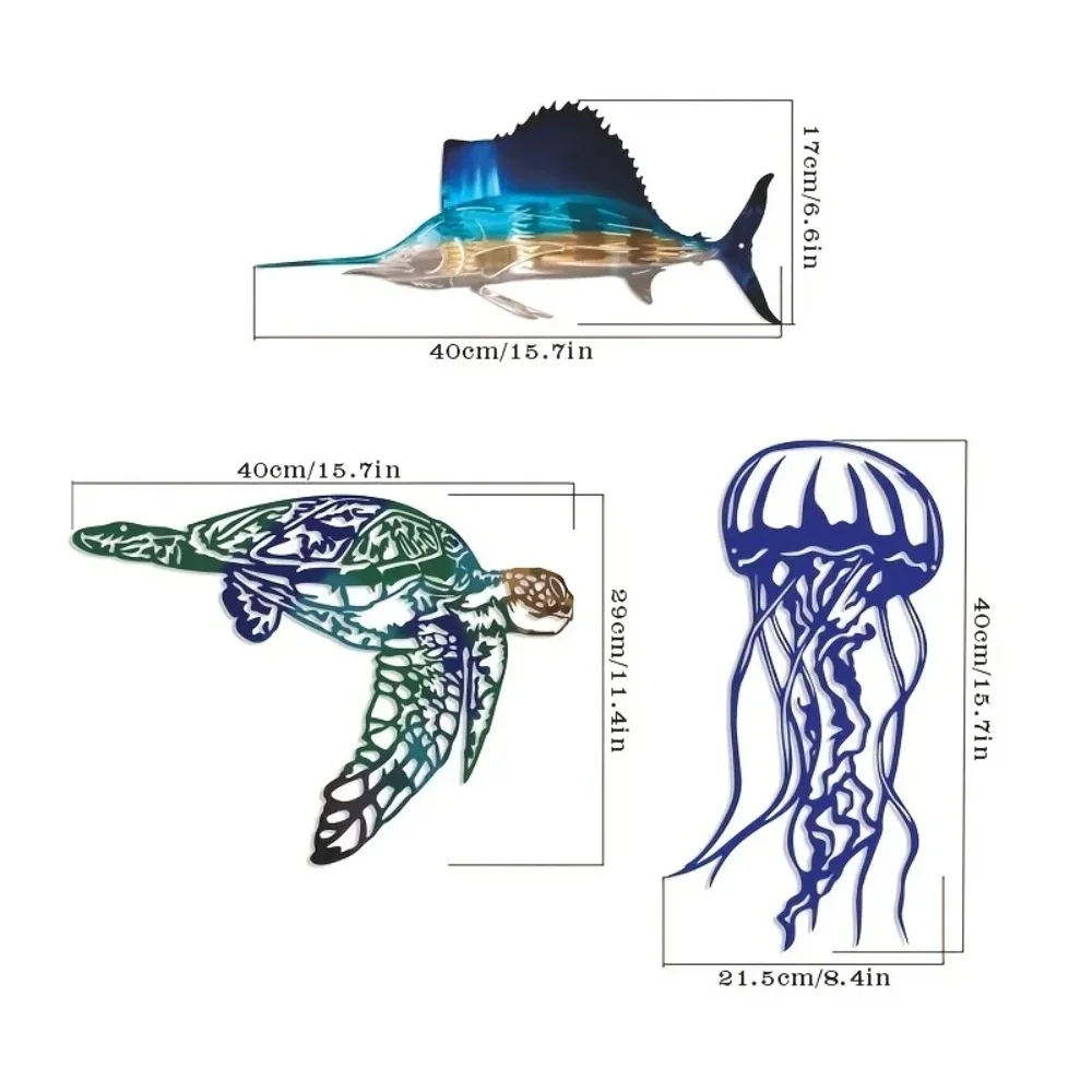 CIFBUY メタルウォールアート サメ クラゲ カメの彫刻 - Art Craft Jellyfish のレビューと価格