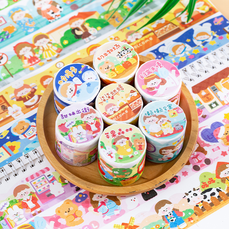 1ロールのQicai美術館シリーズ和紙テープ、手描きのかわい - Art Craft Museum のレビューと価格
