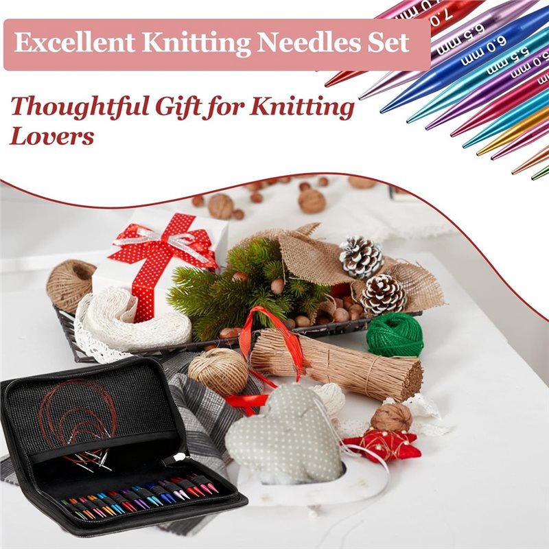 短い交換可能な編み針セット、初心者向け - 2インチの金属製 - Knitting Needle Circular のレビューと価格